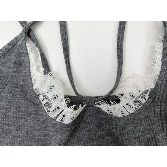 Womens Express Tank Top Size XS Gray Spaghetti Strap Lace Neckline Cami - Picture 3 of 9